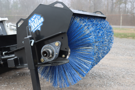 Blue Diamond Mini Broom — Rotary Angle — Heavy Duty Series 2 — close-up of the broom drive and bristles
