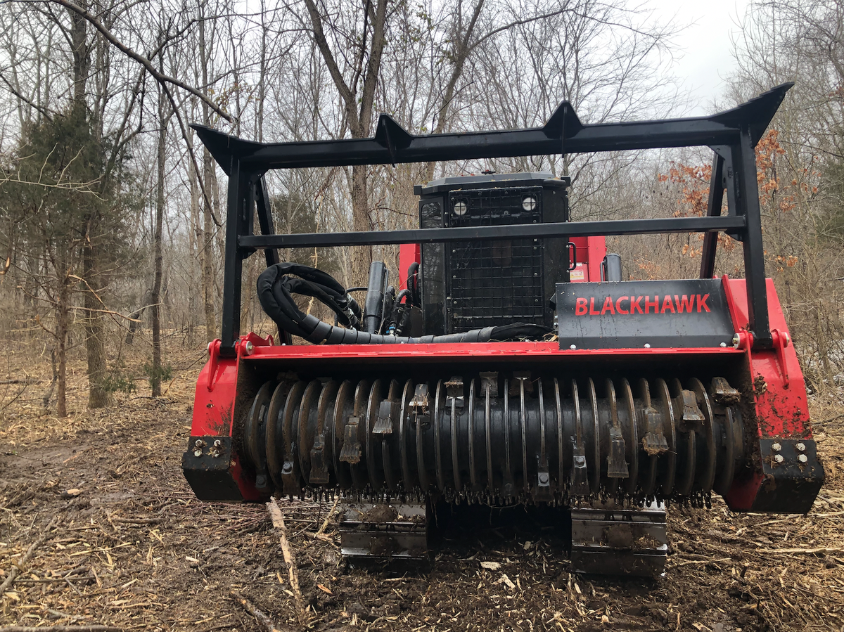 FECON BK7620 Blackhawk Hydraulic Ground Mulching Head in operation