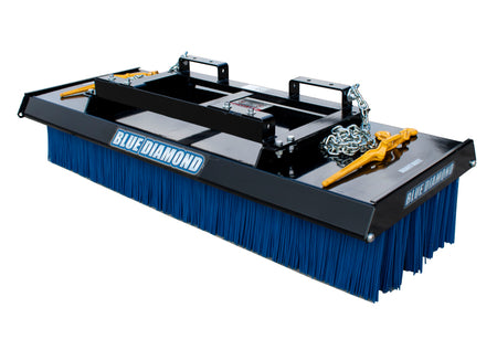 Blue Diamond Broom — Push Heavy Duty & Standard Duty — push broom with chains and blue bristles