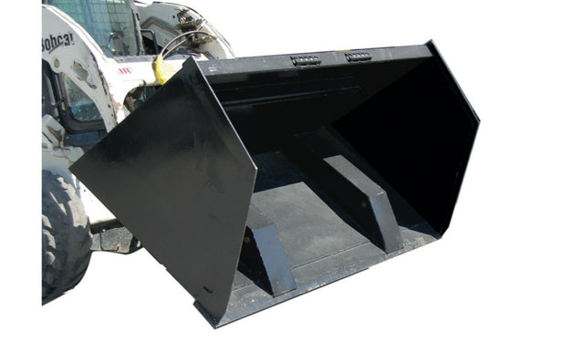 Blue Diamond Bucket — Front Dump — mounted on a loader with the dump bucket tilted