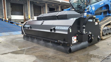 Blue Diamond Series 2 Pickup Broom — close-up of the broom housing mounted on a loader