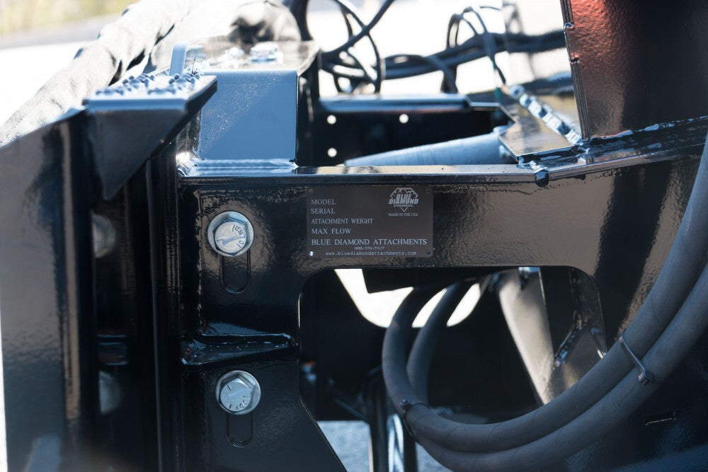 Blue Diamond Snow Blower — Extreme Duty — close-up of hydraulic hoses and connections
