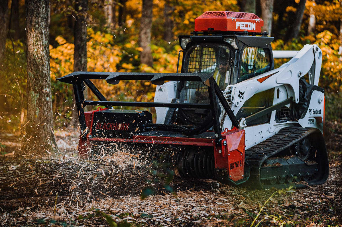 FECON BK7618 Bull Hog Blackhawk Mulching Head in operation