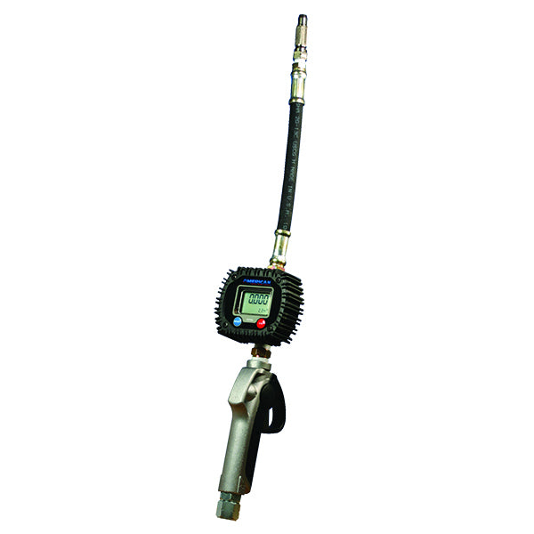 American Lube TIM-600-FM Digital Meter with Flexible Extension & Manual Non-Drip Tip — digital dispensing meter with flexible hose extension and dispensing handle