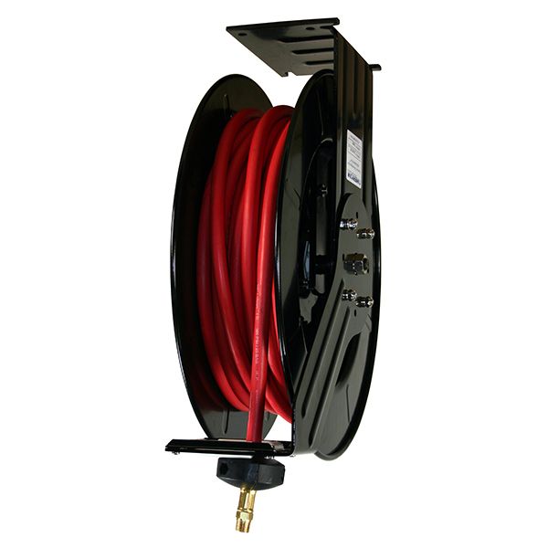 American Lube Advantage Plus single-arm air/water reel family illustration — TIM-3618-65A supplied with 1/2-inch x 65-foot hose