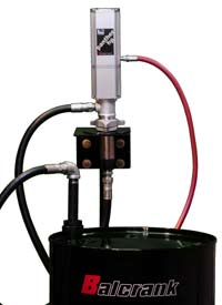 Balcrank Panther 5:1 wall-mount pump outfit — original manufacturer catalog photo; drum shown for illustration and excluded from the outfit