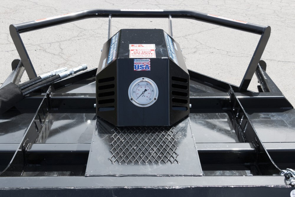 Blue Diamond severe duty open front brush cutter top deck and pressure gauge view