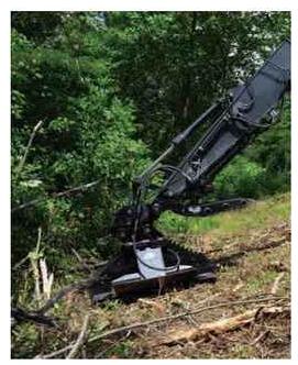 Blue Diamond 60 in. Extreme Duty Excavator Brush Cutter — mounted on an excavator clearing vegetation