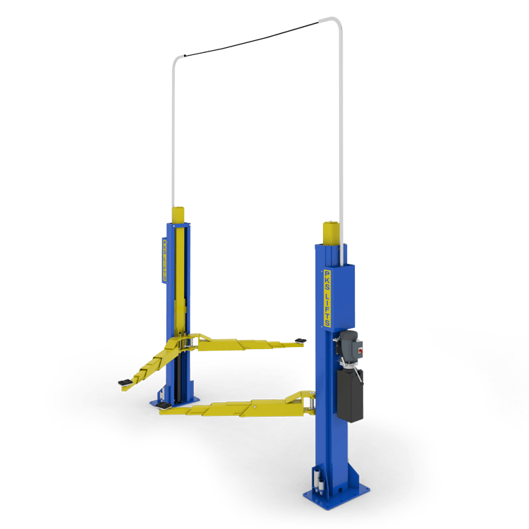 PKS two-post lift family reference image; configuration varies by selected model